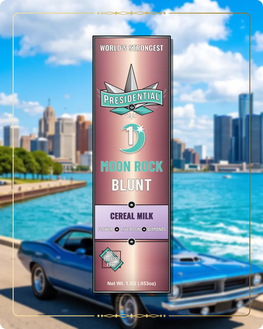 Cereal Milk Presidential Rose Gold Moon Rock Blunt for the Michigan Rose Gold page