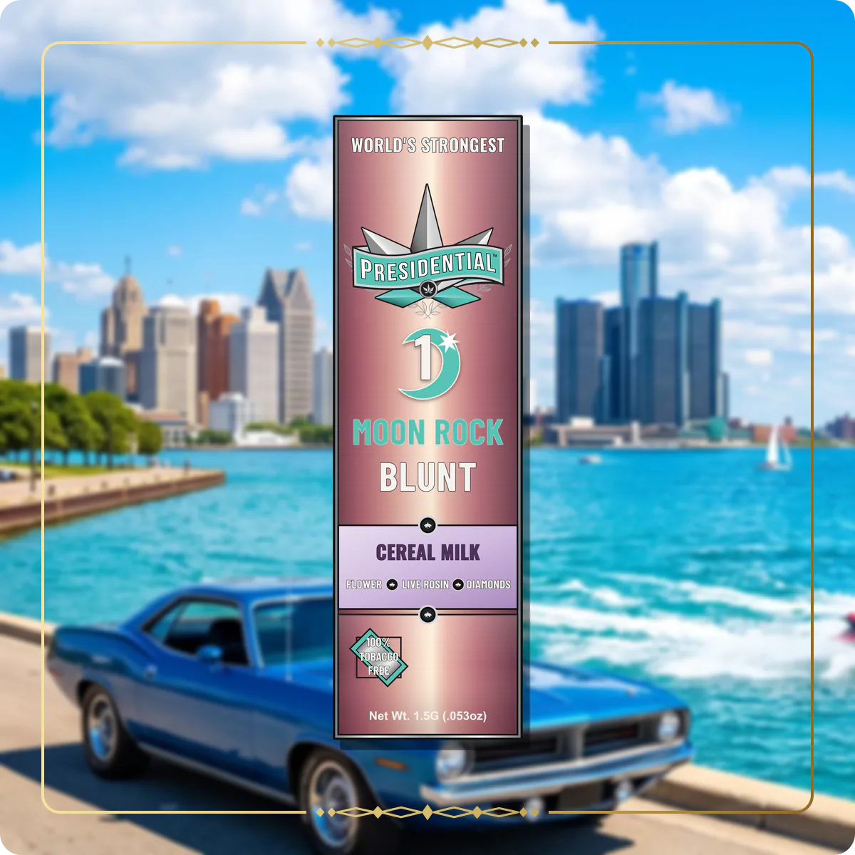 Cereal Milk Presidential Rose Gold Moon Rock Blunt for the Michigan blunts page