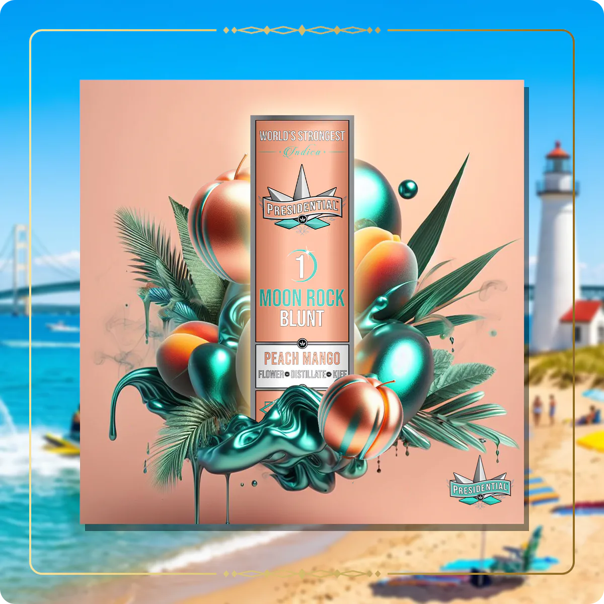 Peach Mango Presidential blunt for the Michigan Silver page