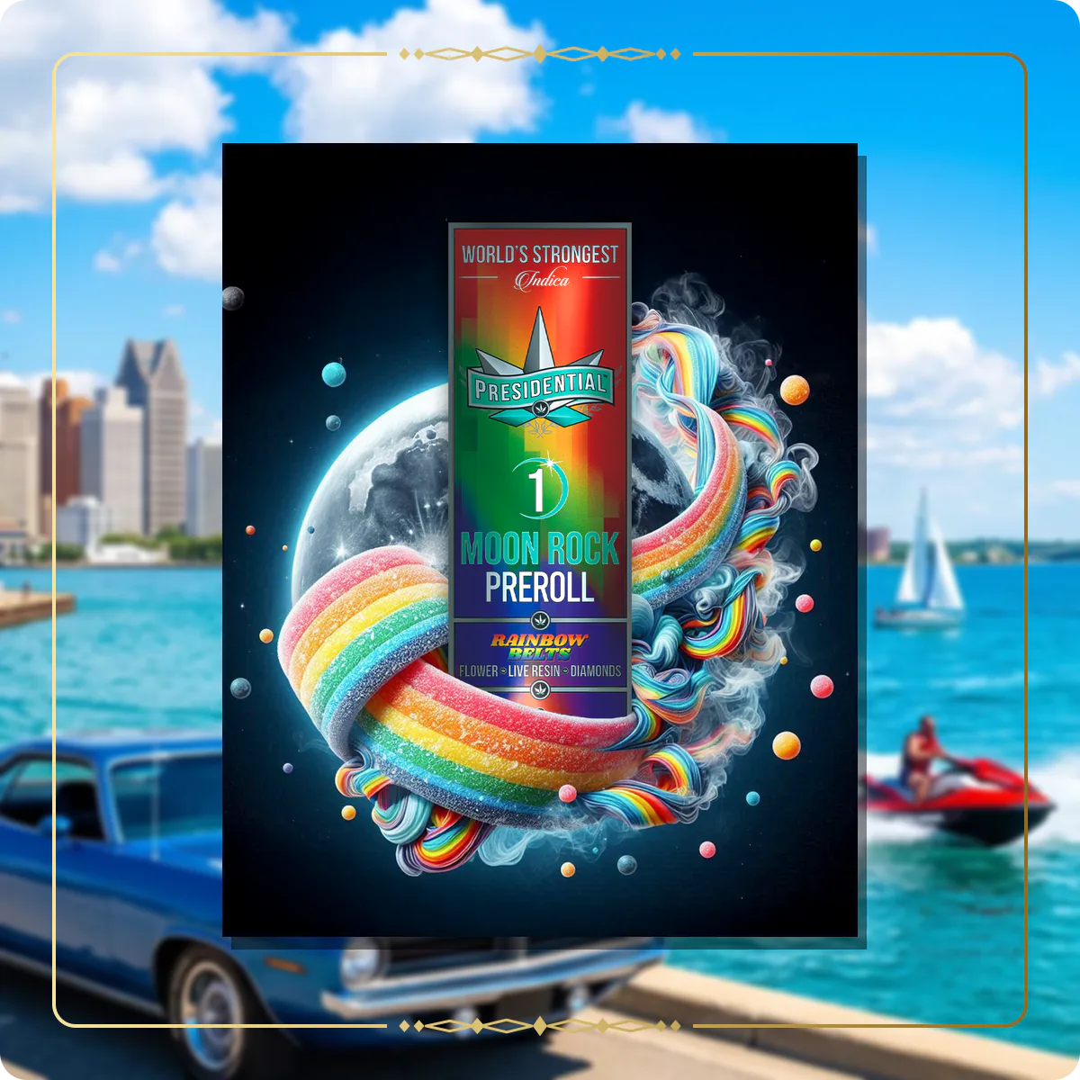 Rainbow Belts Presidential pre-roll for the Michigan Gold page